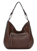 BGA6332 Josephine Studded Woven Detail Hobo Bag - MiMi Wholesale