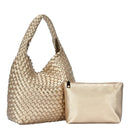 BGA6339 Parker Woven Satchel/Hobo Bag With Pouch - MiMi Wholesale