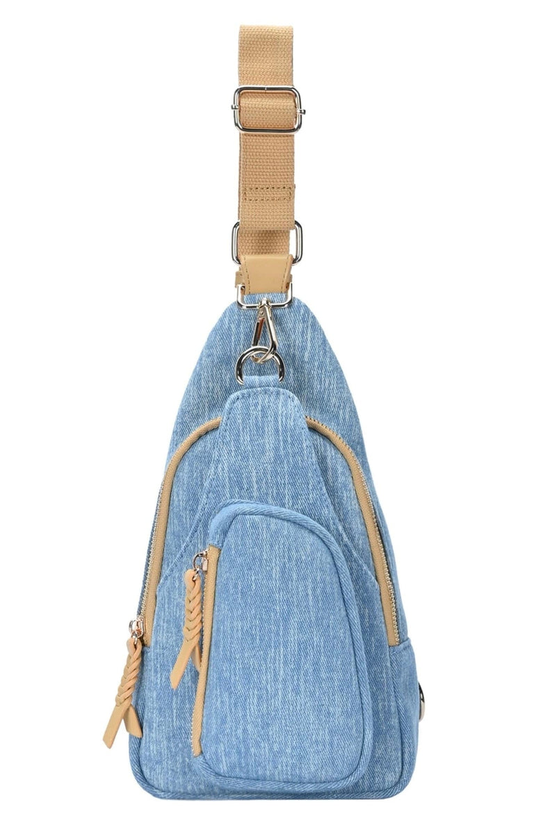 BGA7257 Lauren Denim Sling Bag - MiMi Wholesale