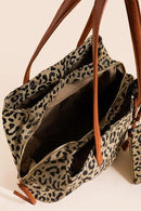 BGA84850 Three Compartment Leopard Tote - MiMi Wholesale