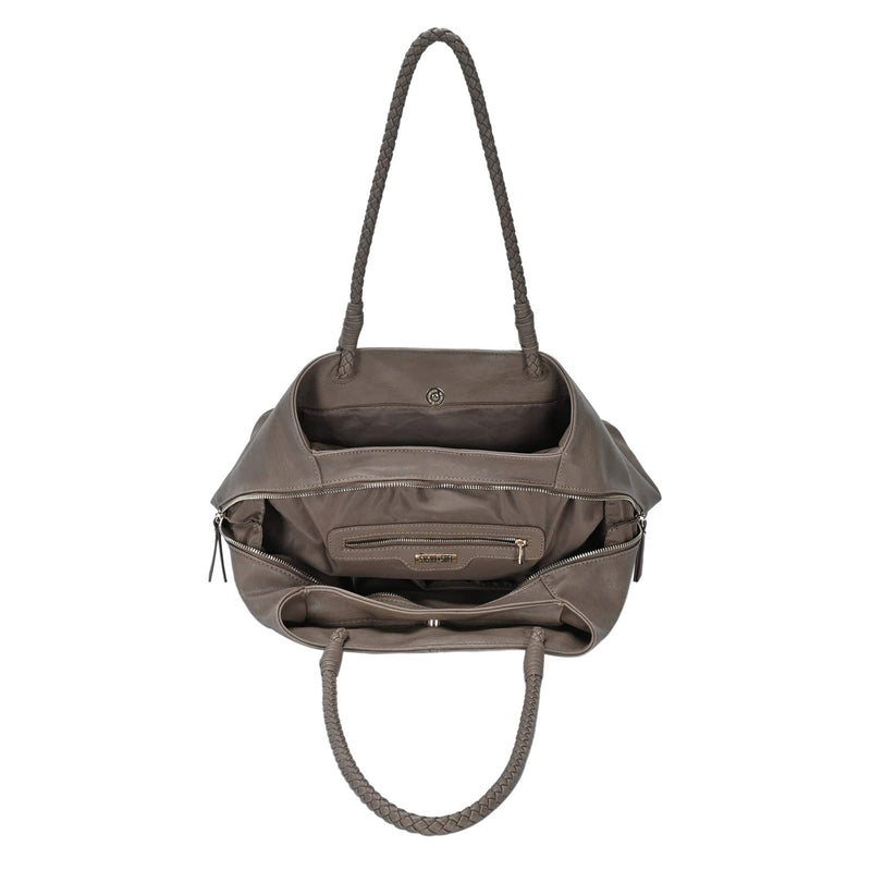 BGO3313 3 Compartment Braided Shoulder Strap Tote Bag - MiMi Wholesale