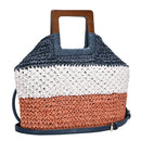 BGO3730 Square Straw Wooden Handled Fashion Bag - MiMi Wholesale