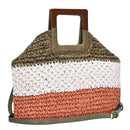 BGO3730 Square Straw Wooden Handled Fashion Bag - MiMi Wholesale