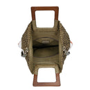 BGO3730 Square Straw Wooden Handled Fashion Bag - MiMi Wholesale