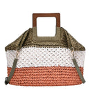 BGO3730 Square Straw Wooden Handled Fashion Bag - MiMi Wholesale