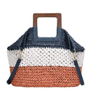 BGO3730 Square Straw Wooden Handled Fashion Bag - MiMi Wholesale