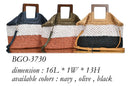 BGO3730 Square Straw Wooden Handled Fashion Bag - MiMi Wholesale