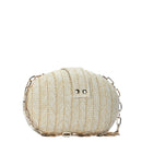 BGS6703 Jessie Oval Straw Crossbody With Chain Strap - MiMi Wholesale