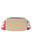 BGS6844 Helena Straw Crossbody Bag With Leather Paneling - MiMi Wholesale