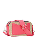 BGS6844 Helena Straw Crossbody Bag With Leather Paneling - MiMi Wholesale