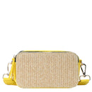 BGS6844 Helena Straw Crossbody Bag With Leather Paneling - MiMi Wholesale