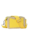 BGS6844 Helena Straw Crossbody Bag With Leather Paneling - MiMi Wholesale