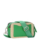 BGS6844 Helena Straw Crossbody Bag With Leather Paneling - MiMi Wholesale