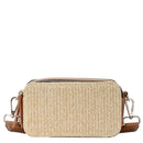 BGS6844 Helena Straw Crossbody Bag With Leather Paneling - MiMi Wholesale