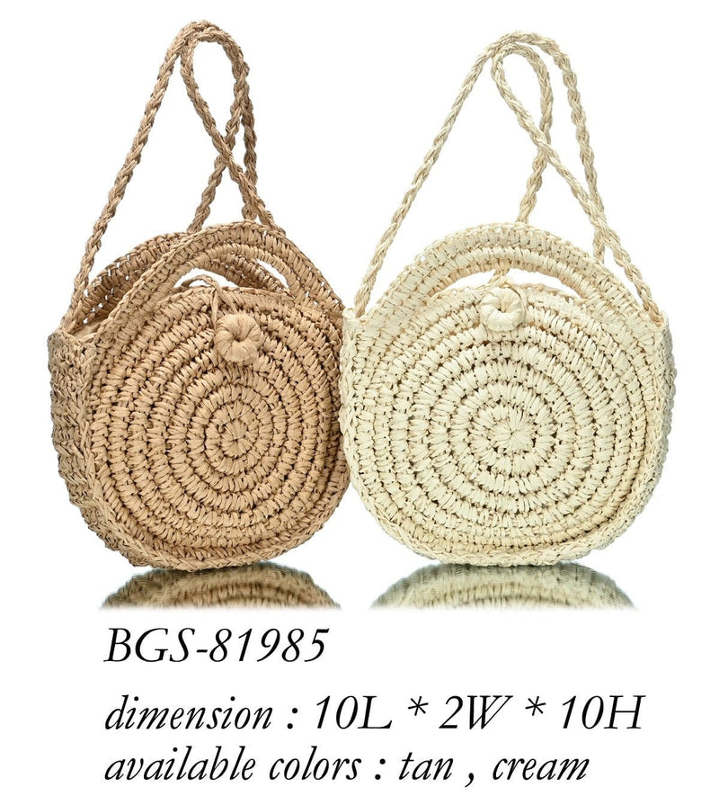 BGS81985 Round Straw Crossbody Bags - MiMi Wholesale