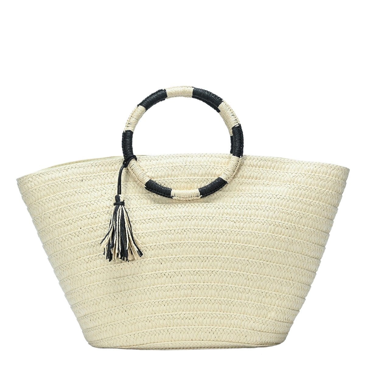 BGT2757 Circle Handle Straw Bags w/ Tassel - MiMi Wholesale