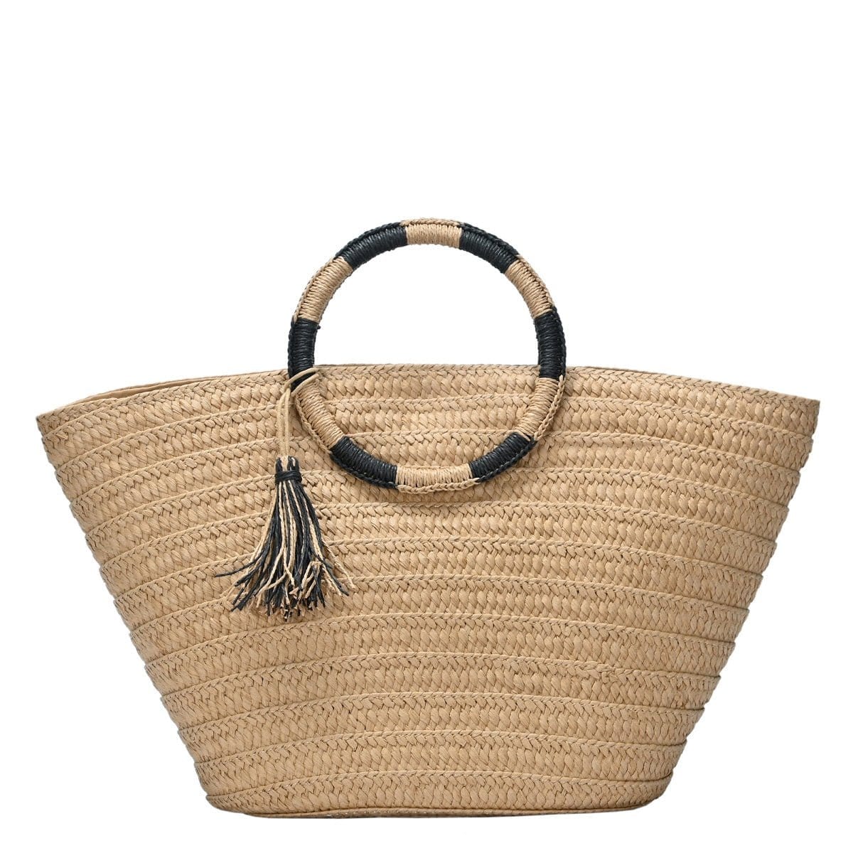 BGT2757 Circle Handle Straw Bags w/ Tassel - MiMi Wholesale