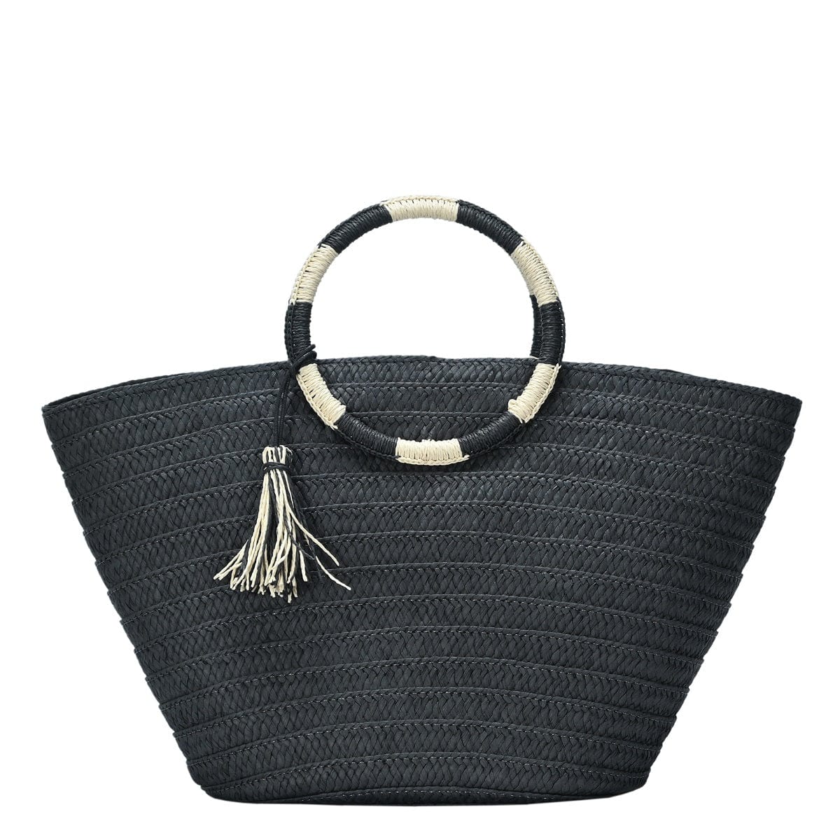BGT2757 Circle Handle Straw Bags w/ Tassel - MiMi Wholesale