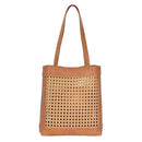 BGT4156 Rattan Leather trim Tote - MiMi Wholesale