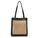 BGT4156 Rattan Leather trim Tote - MiMi Wholesale