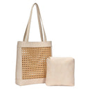 BGT4156 Rattan Leather trim Tote - MiMi Wholesale