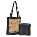 BGT4156 Rattan Leather trim Tote - MiMi Wholesale