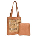 BGT4156 Rattan Leather trim Tote - MiMi Wholesale