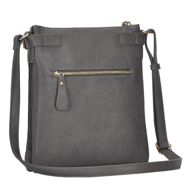 BGT45271 Three Compartment Buckles & Zipper Crossbody - MiMi Wholesale