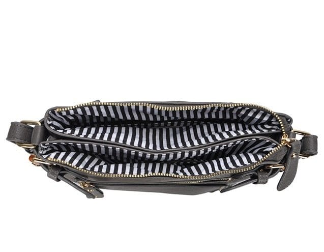 BGT45271 Three Compartment Buckles & Zipper Crossbody - MiMi Wholesale