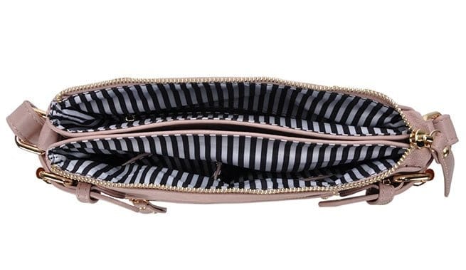 BGT45271 Three Compartment Buckles & Zipper Crossbody - MiMi Wholesale