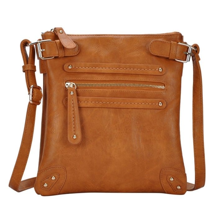 BGT45271 Three Compartment Buckles & Zipper Crossbody - MiMi Wholesale
