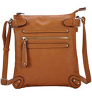 BGT45271 Three Compartment Buckles & Zipper Crossbody - MiMi Wholesale