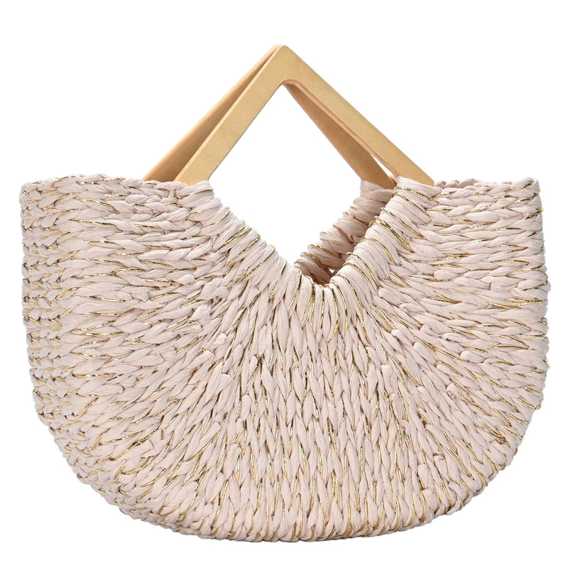BGT81781 Isabella Wooden Handle Straw Tote Bag - MiMi Wholesale