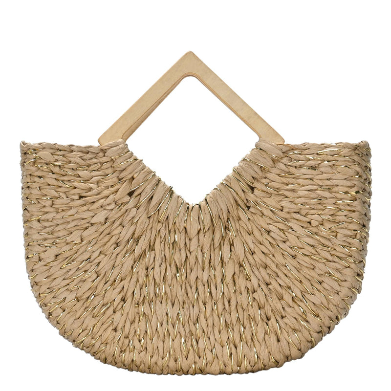 BGT81781 Isabella Wooden Handle Straw Tote Bag - MiMi Wholesale