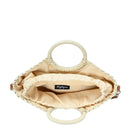 BGT85210 Half Moon Circle Handled Straw Handbag w/ Crossbody Strap - MiMi Wholesale