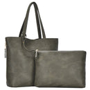 BGW3407 Monogrammable Zipper Detail Shoulder Tote w/ Removable Pouch - MiMi Wholesale