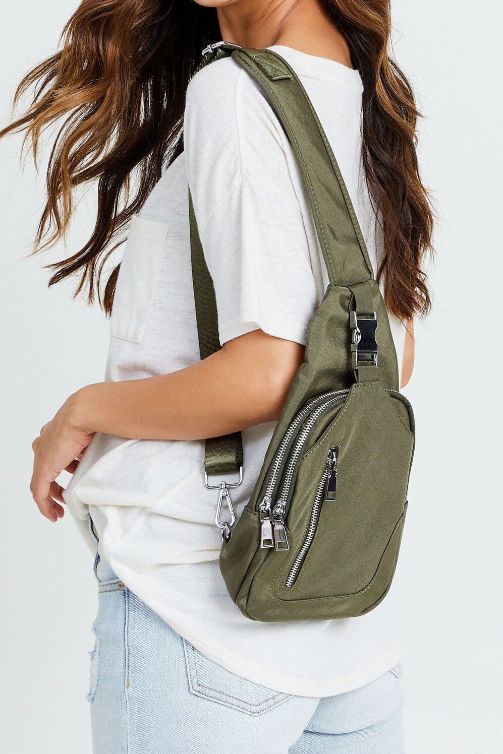 BGW4186 Buckle Poly Slingbag - MiMi Wholesale