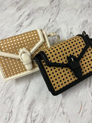 BGW4507 Rattan Leather Trim Crossbody - MiMi Wholesale