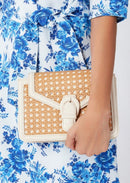 BGW4507 Rattan Leather Trim Crossbody - MiMi Wholesale