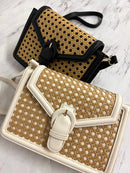 BGW4507 Rattan Leather Trim Crossbody - MiMi Wholesale