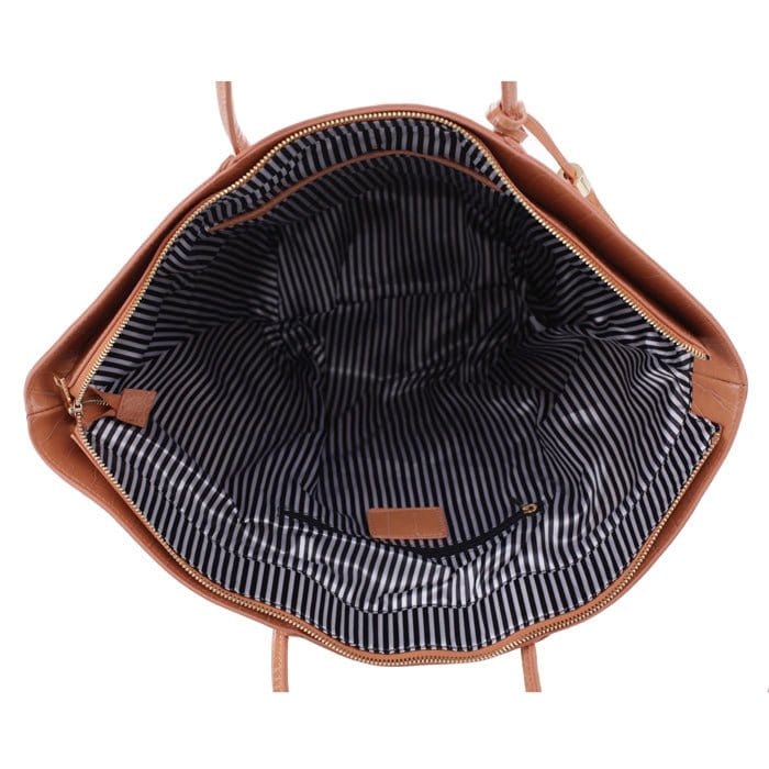 BJ5688C Croc Textured Large Fan Shoulder Bag w/ Tassel - MiMi Wholesale