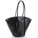 BJ5688C Croc Textured Large Fan Shoulder Bag w/ Tassel - MiMi Wholesale