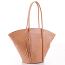 BJ5688C Croc Textured Large Fan Shoulder Bag w/ Tassel - MiMi Wholesale