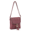 BJ6285 Fold-over Two Compartment Crossbody with Tassel - MiMi Wholesale