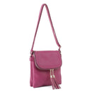 BJ6285 Fold-over Two Compartment Crossbody with Tassel - MiMi Wholesale