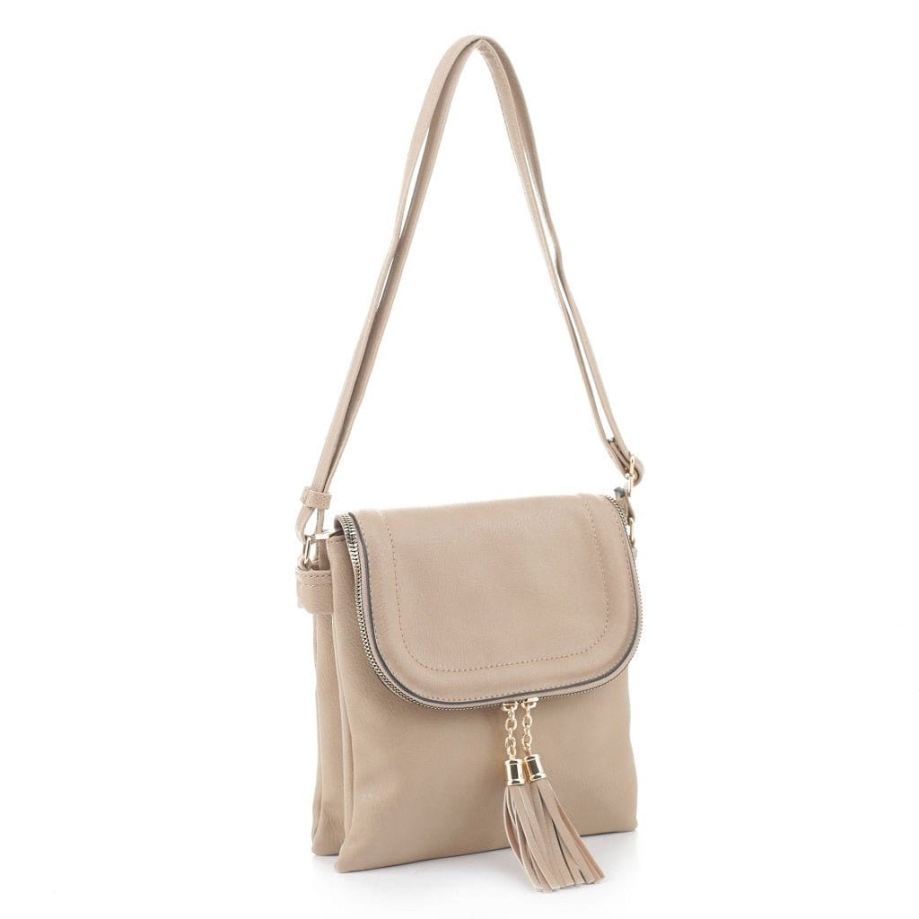 BJ6285 Fold-over Two Compartment Crossbody with Tassel - MiMi Wholesale