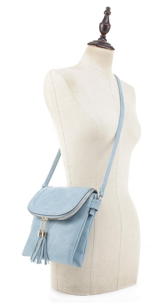 BJ6285 Fold-over Two Compartment Crossbody with Tassel - MiMi Wholesale
