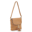BJ6285 Fold-over Two Compartment Crossbody with Tassel - MiMi Wholesale