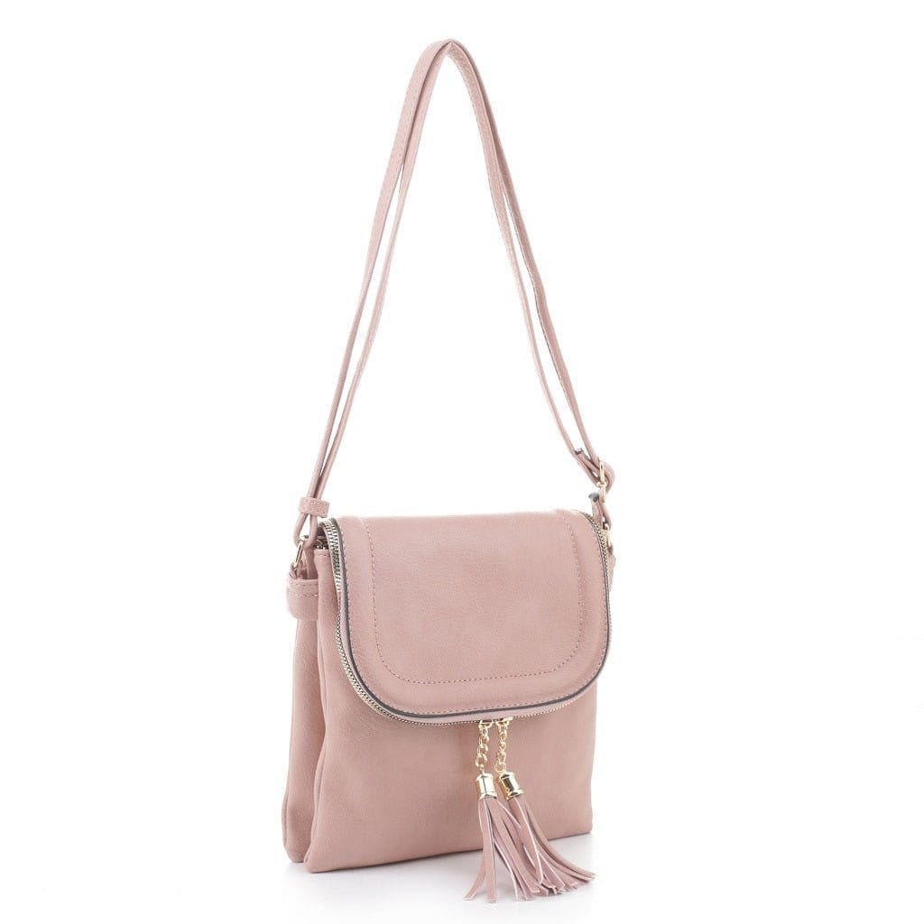 BJ6285 Fold-over Two Compartment Crossbody with Tassel - MiMi Wholesale