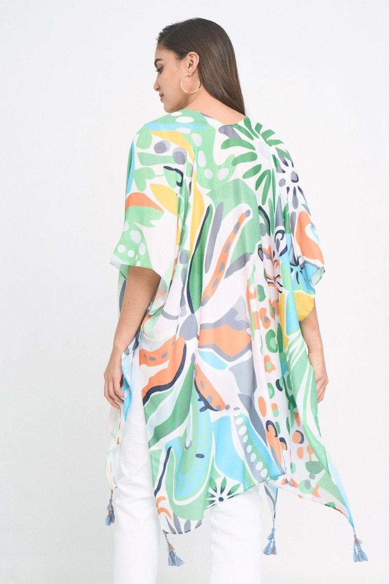 BLK310051 Dana Tropical Floral Print Kimono - MiMi Wholesale